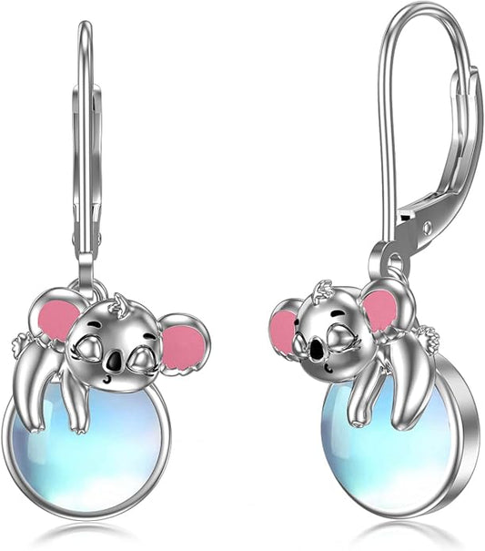 Dorunmo Moonstone Dangle Drop Earrings s925 Sterling Silver Leverback Earrings Filigree Moonstone Jewelry Birthday Gifts for Women
