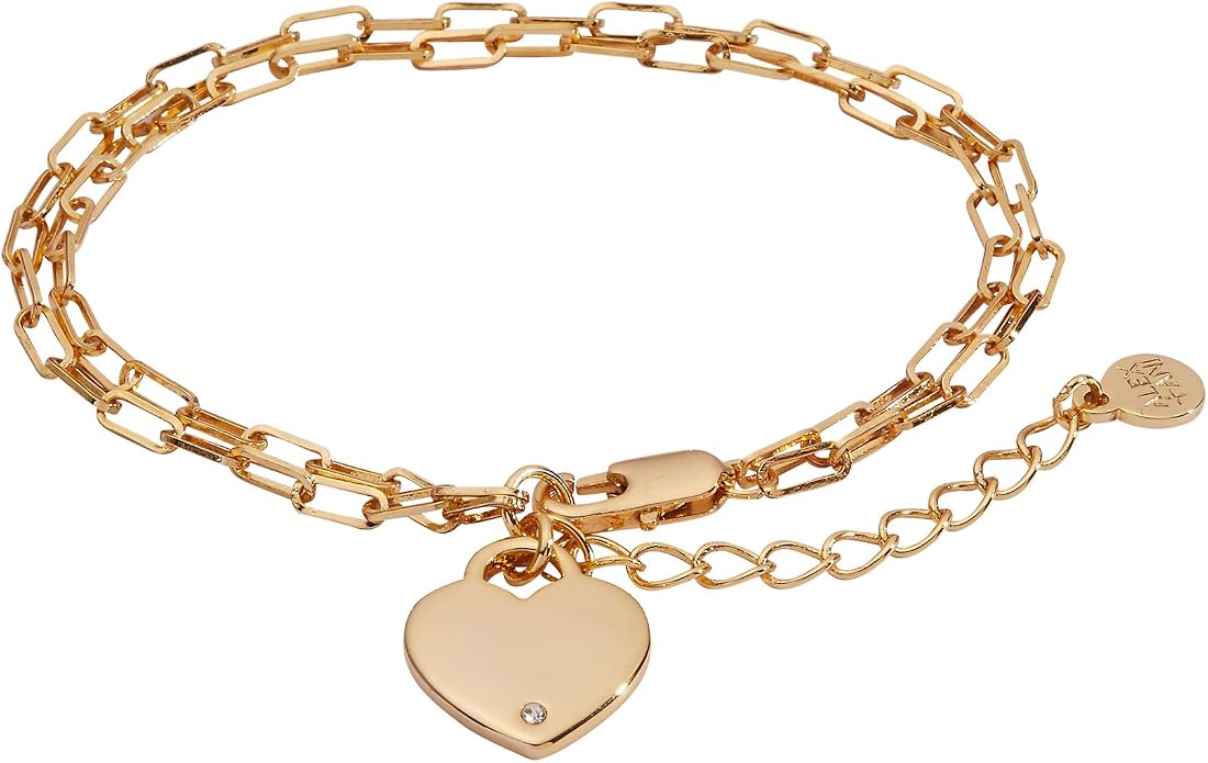 ALEX AND ANI Heart Charm Double Paperclip Chain Braclet