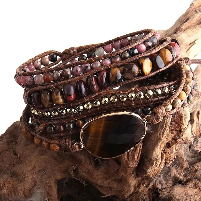 Women Wrap Bracelets Boho Natural Stone Jasper Turquoises Strand Bracelet Jewelry Collection