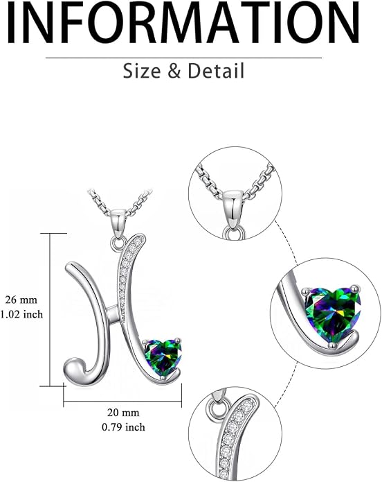 Birthday Gifts for Women Alphabet A to Z Initial Birthstone Pendant Necklaces for Women - 18k White Gold Plated Personalized Name Jewelry Anniversary Graduation Gifts for Wife Her Daughter Girlfriend(with Gift Box)