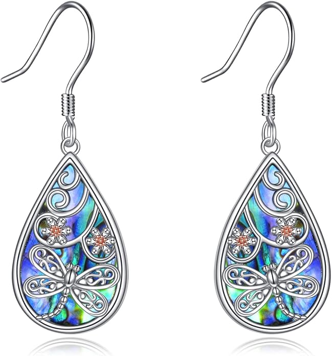 POPLYKE 925 Sterling Silver Tree of Life Dangle Earrings for Women Fashion Abalone Shell Jewelry Gifts for Mom Sister Friend Birthday