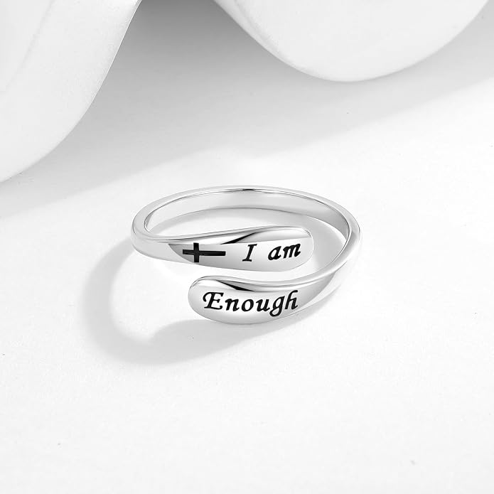 925 Sterling Silver Inspirational Adjustable Rings - Personality Encouragement Jewelry Gift For Women
