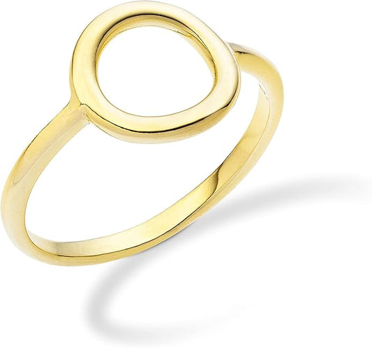Miabella 925 Sterling Silver or 18K Gold Plated Open Circle Ring for Women Made in Italy