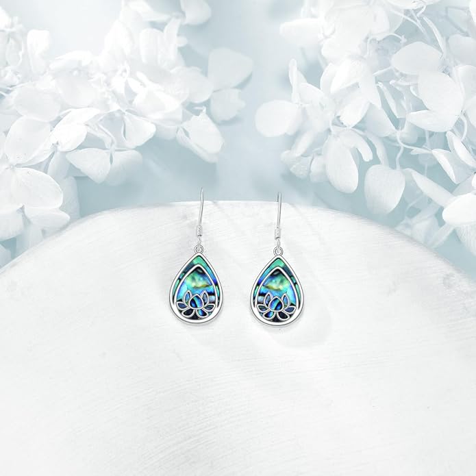 TIGER RIDER Abalone Shell 925 Sterling Silver Dangle Earrings Lightweight Filigree Dangle Drop Earrings for Women