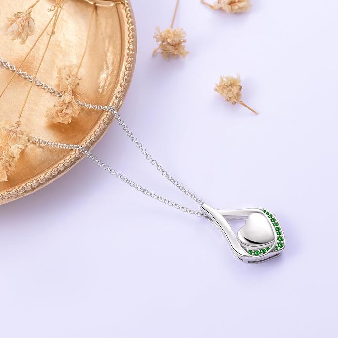 Cremation Jewelry 925 Sterling Silver Teardrop Urn Necklace for Ashes Heart Shape Memorial Keepsake Pendant for Human Ashes for Women Gift