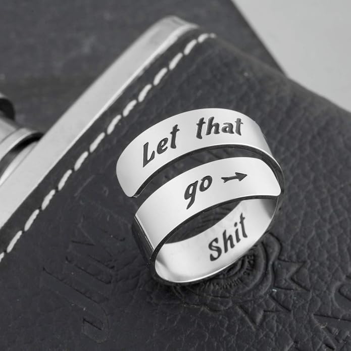 Inspirational Motivational Adjustable Ring Personalized Stainless Steel Spiral Wrap Twist Rings Encouragement Statement Graduation Jewelry Birthday Gifts for Women Teengirls.