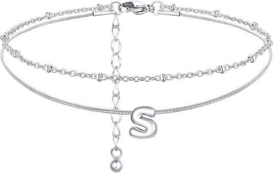 ChainsProMax Initial Ankle Bracelets for Women, Waterproof Anklets Bracelet Adjustable Summer Beach Women Foot Jewelry, Stainless Steel/Gold Plated-Send Gift Box/Letter A-Z