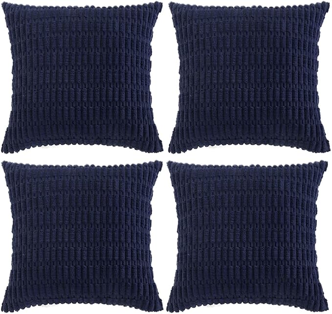 Fancy Homi 4 Packs Decorative Throw Pillow Covers for Living Room Couch Bed, Modern Farmhouse Boho Home Décor Accent Cushion Case, 24" x 24", Navy Blue