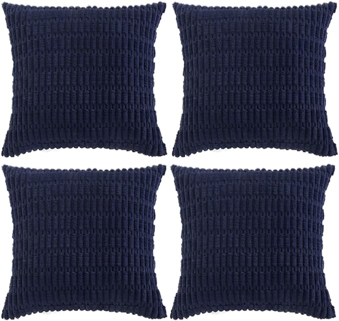 Fancy Homi 4 Packs Decorative Throw Pillow Covers for Living Room Couch Bed, Modern Farmhouse Boho Home Décor Accent Cushion Case, 22" x 22", Navy Blue