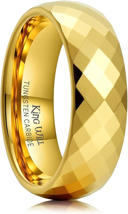 King Will Tungsten Carbide Wedding Ring for Men Women Promise Ring for Couple 2mm/4mm/6mm Black/Silver/Gold/Rose Gold Multi-faceted Shining Luster High Polished Wedding Band Comfort Fit