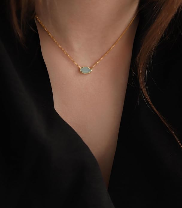 OZEL JEWELRY & GIFT Layered Gold Necklaces for Women - Crystal Colorful Delicate Cutting Pendant Necklace - 18K Gold Plated - Birthday Gifts (Made in Korea)