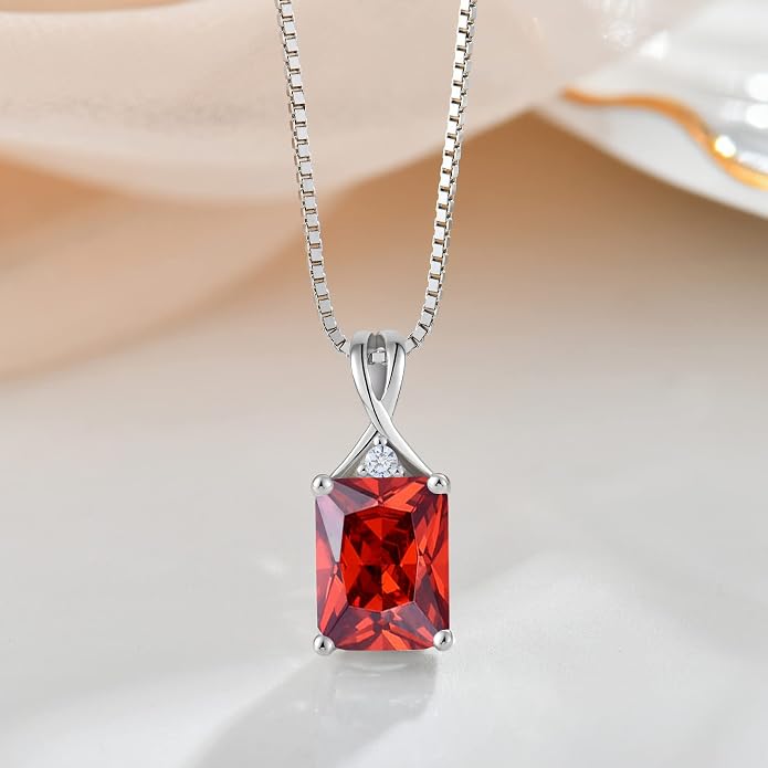 Fahonie 925 Sterling Silver Birthstone Necklace Jewelry Gift for Women Sister Wife Girlfriend Her