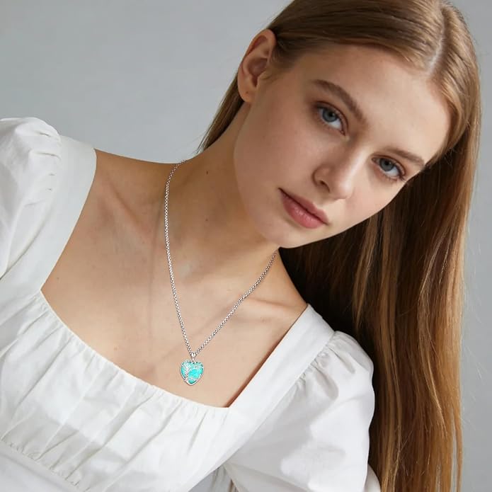 Eusense Tree of Life Necklace for Women White Gold Plated Copper Moonstone/Turquoise/Black Onyx/Crystal Birthstone Pendant Jewelry Gifts for Women Men