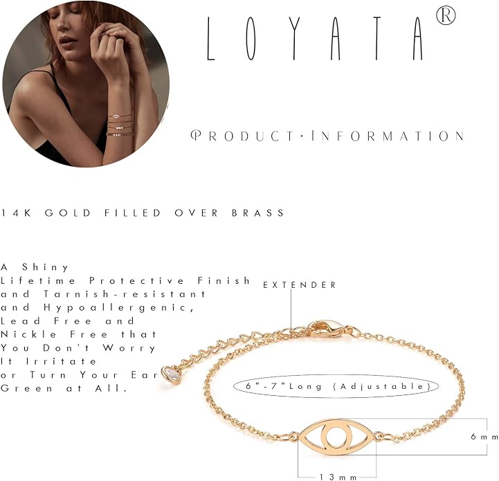 LOYATA Gold Bracelet Gold 14K Gold Filled Dainty Chain Simple Jewelry Gift for Women
