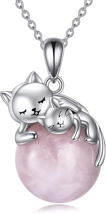 Cat Necklace Sterling Silver Cat Zircon Pendant Gothic Jewelry for Women Animal Lovers Gifts