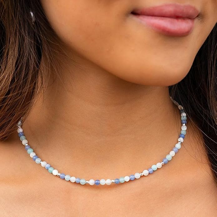 Lotus and Luna 7 Chakra Necklace for Women - Healing Crystal Necklace with Genuine Stones (Master Healer) to Bring Balance and Healing to Mind and Body - Handmade Jewelry Gift
