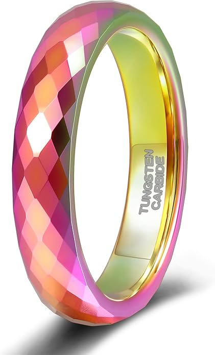 TRUMIUM Tungsten Wedding Rings for Men Women 4MM 6MM 8MM Mens Wedding Band Black/Rose Gold/Gold Plated Rings Hammered Matte Finish Jewelry Comfort Fit Size 5-13