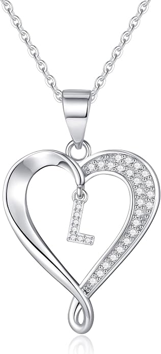 Infinity Heart Necklaces for Women, S925 Sterling Silver Initial Necklace Womens Jewelry Mothers Day Gifts Girls Valentines Gifts for Her Christmas Birthday Gifts for Women Mom Wife Girlfriend