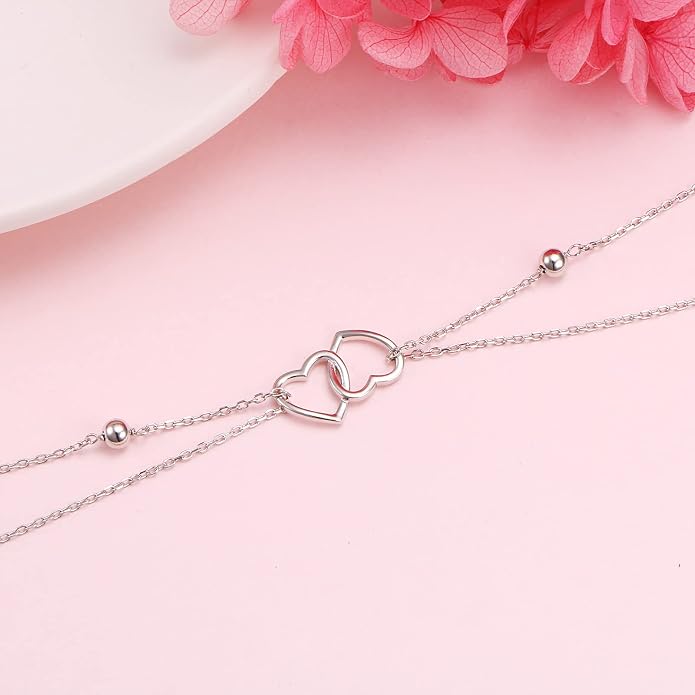 Alphm Anklet for Women S925 Sterling Silver Adjustable Foot Evil Eye Starfish Heart Bead Butterfly Celtic Knot Cross Multilayer Layered Ankle Bracelet Jewelry
