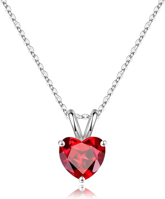 SMILEST Dainty Heart Birthstone Necklace for Women, 925 Sterling Silver Necklace Sparkling Heart Pendant, Anniversary Birthday Gifts for Women Mom Wife Daughter Girlfriend Grandma
