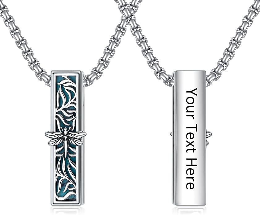 925 Sterling Silver Memorial Jewelry Urn Necklaces for Ashes, Photo Locket Necklace that Holds Picture