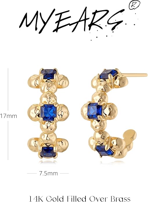 MYEARS Women Hoop Earrings Gold 14K Gold Filled Small Simple Handmade Hypoallergenic Everyday Illusion Jewelry