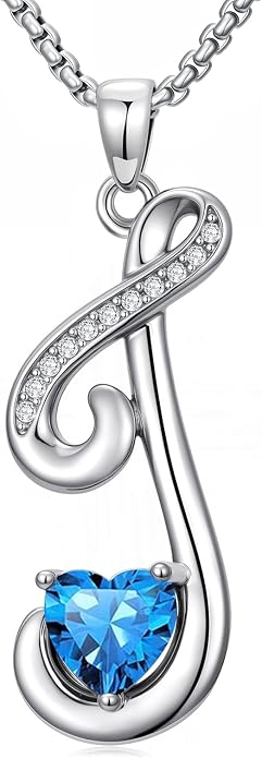 Birthday Gifts for Women Alphabet A to Z Initial Birthstone Pendant Necklaces for Women - 18k White Gold Plated Personalized Name Jewelry Anniversary Graduation Gifts for Wife Her Daughter Girlfriend(with Gift Box)