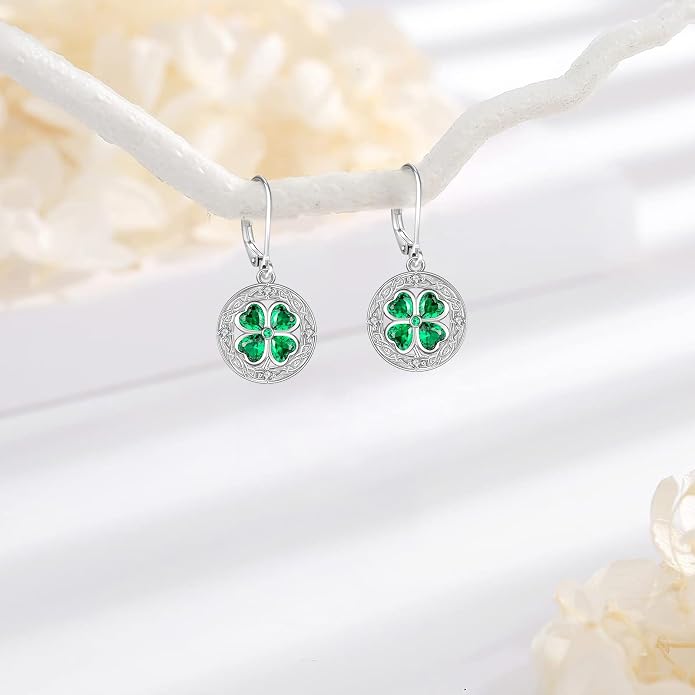 Dangle Earrings Sterling Silver Moonstone/Turquoise/CZ/Crystal Earrings for Women Tree of Life Animal Filigree Leverback Earrings Jewelry Gifts