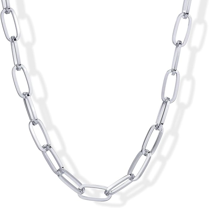 PAVOI 14K Gold Plated Chunky Chain Choker Necklaces for Women | Gold Statement Graduated Link Chain Necklace | Bold Oval Link Barbell Links Paperclip Chains