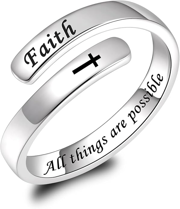 BEILIN 925 Sterling Silver Inspirational Jewelry Rings Adjustable Ring Personality Encouragement Gift for Teens Women