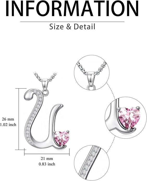 Birthday Gifts for Women Alphabet A to Z Initial Birthstone Pendant Necklaces for Women - 18k White Gold Plated Personalized Name Jewelry Anniversary Graduation Gifts for Wife Her Daughter Girlfriend(with Gift Box)