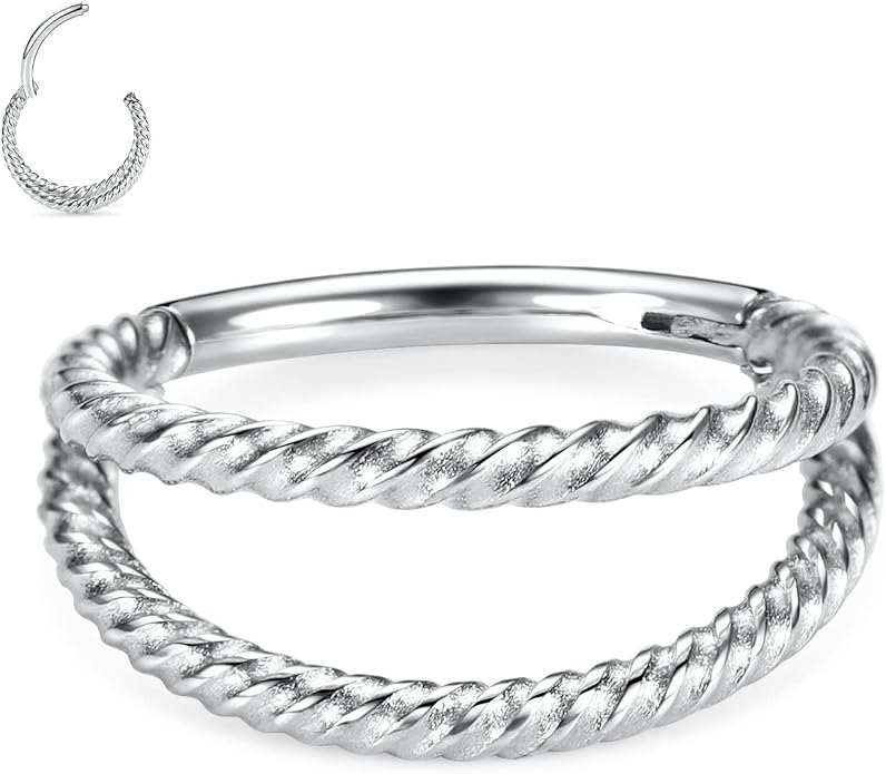 316L Surgical Steel Septum Clicker Ring Nose Ring Hoop Sleeper Hoop Earring Helix Rook Conch Cartilage Daith Tragus Earrings Lobe Nose Piercing Jewelry for Women