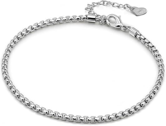 Dankadi Women 925 Sterling Silver Anklets Bracelet Men Simple Chopin/Box Chain/Twist Rope Chain Summer Beach Foot 24k Gold Plated Jewelry Gift