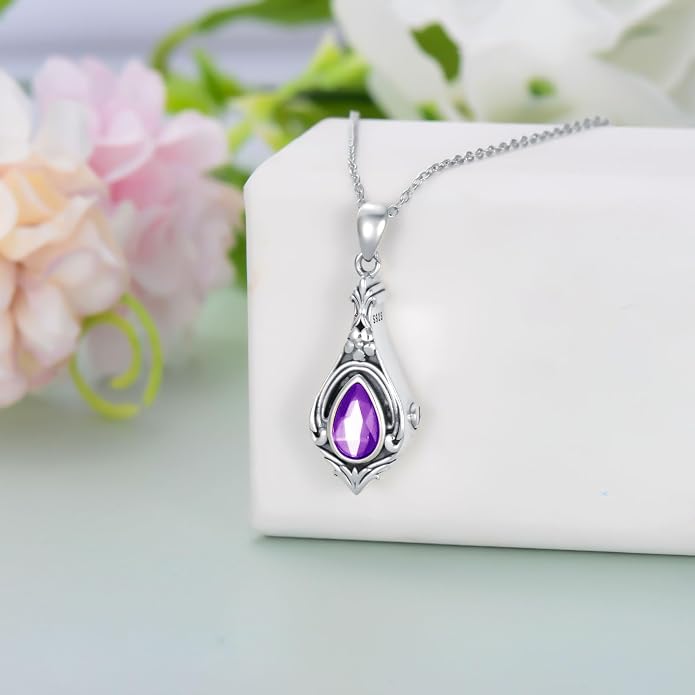 Seiyang Urn Necklace for Ashes 925 Sterling Silver with Birthstone Cremation Jewelry Keepsake Ashes Pendant Necklace Memorial Jewelry for Women Loved One