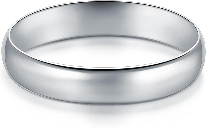 BORUO Silver Ring - 925 Sterling Silver Rings for Women - 14K Gold Plated Waterproof Wedding Band - Elegant Stacking Silver Band For Women and Men - Gifts for Special Occasions 4mm, 6mm Ring Size 4-15