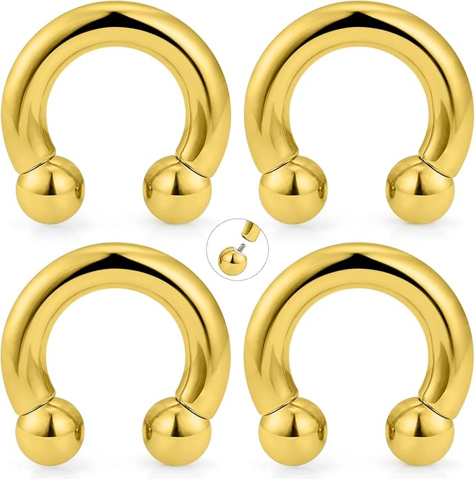 20G-00G Septum Rings Ear Gauges Earrings Stretching Kit 316L Surgical Steel Horseshoe Septum Pa Piercing Jewelry for Women 10mm 12mm 14mm 16mm