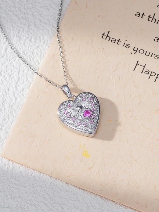 Dorunmo Personalized Locket Necklace 925 Sterling Silver that Holds Pictures Butterfly Birthstone Photo Heart Locket Custom Jewelry Congratulations New Beginnings New Job Gifts for Women