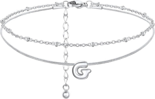 ChainsProMax Initial Ankle Bracelets for Women, Waterproof Anklets Bracelet Adjustable Summer Beach Women Foot Jewelry, Stainless Steel/Gold Plated-Send Gift Box/Letter A-Z