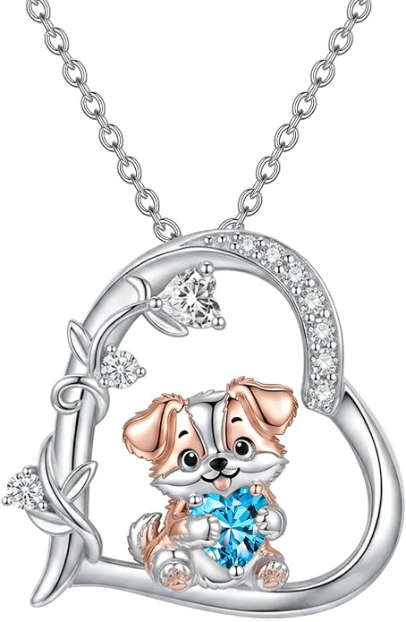 PELOVNY Teddy Bear Necklace for Women 925 Sterling Silver Bear/Highland Cow/Fox/Cat/Axolotl Birthstone Necklace Christmas Birthday Jewelry Gifts for Mom Daughter Wife Sister