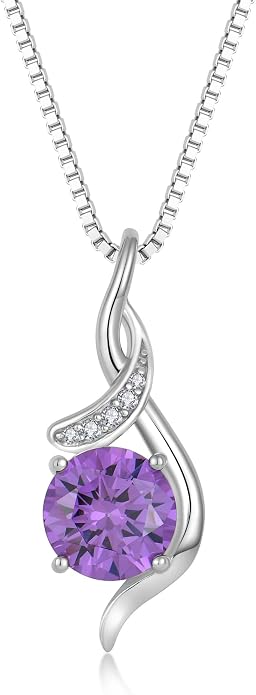 Women‘s Birthstone Pendant Necklace S925 Sterling Silver Imitation Diamond Infinity Necklace Jewelry Gift for Her