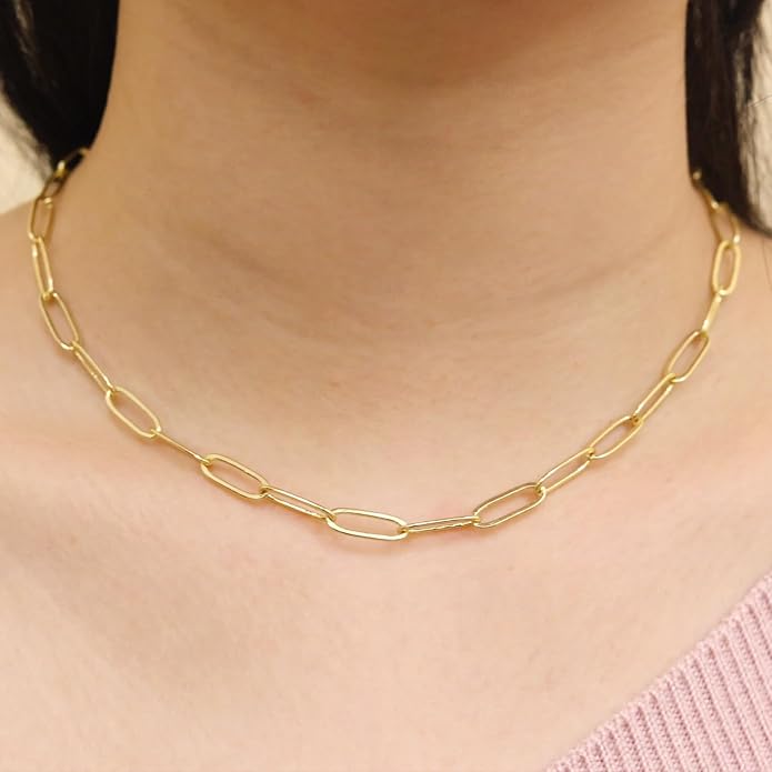 14K Gold Plated Paper Clip Chain Link Necklace Satellite Cross Key Starfish Turquoise Heart Necklace for Women