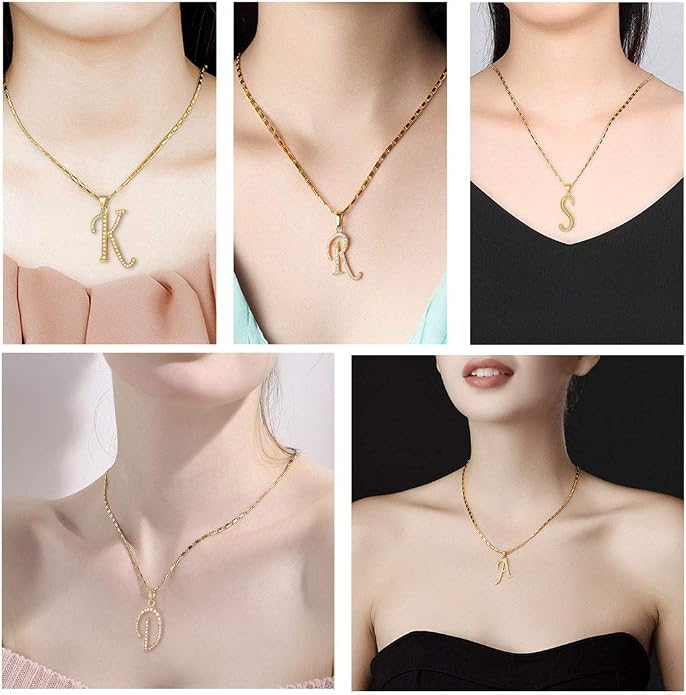 U7 Initial Necklace for Women, Gold/Platinum Plated CZ Crystal Letter A-Z Pendant Necklace, Shiny 20 Inch Name Chain Dainty Personalized Jewelry for Men Mom Wife Friend