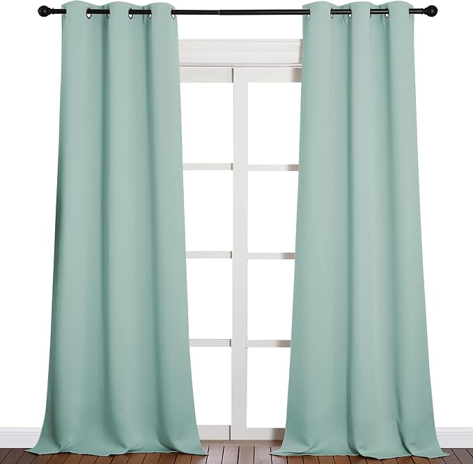 NICETOWN Patio Glass Door Panels - Blackout Curtains for Bedroom/Living Room, Privacy Panel Drapes for Dining and Guest Room (Aqua, 42 inches Wide x 90 inches Long, 1 Pair)