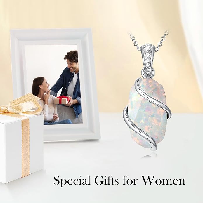 HPQQ Necklace for Women 925 Sterling Silver Dainty Gemstone Pendant Fine Jewelry Birthday Mothers Day Gifts for Mom Wife Her