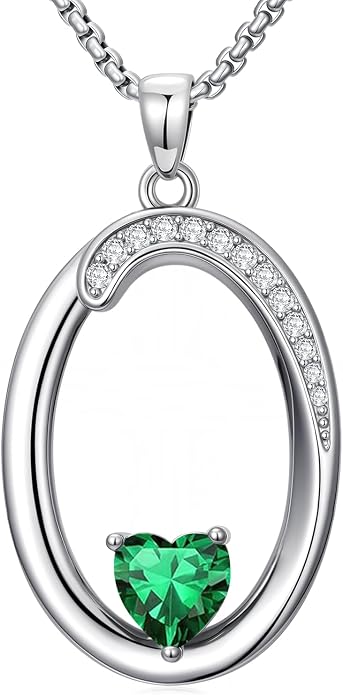 Birthday Gifts for Women Alphabet A to Z Initial Birthstone Pendant Necklaces for Women - 18k White Gold Plated Personalized Name Jewelry Anniversary Graduation Gifts for Wife Her Daughter Girlfriend(with Gift Box)
