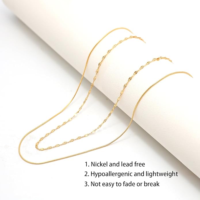 14K Gold Plated Paper Clip Chain Link Necklace Satellite Cross Key Starfish Turquoise Heart Necklace for Women