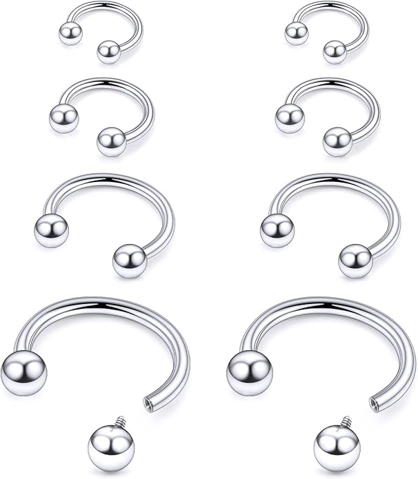 20G 18G 16G 14G 12G 8G 6G 4G 2G ASTM F136 Titanium Internal Thread Horseshoe Septum Ring Jewelry Circular Barbell Helix Snug Tragus Rook Daith Cartilage Earring Lip Ring Piercing Jewelry