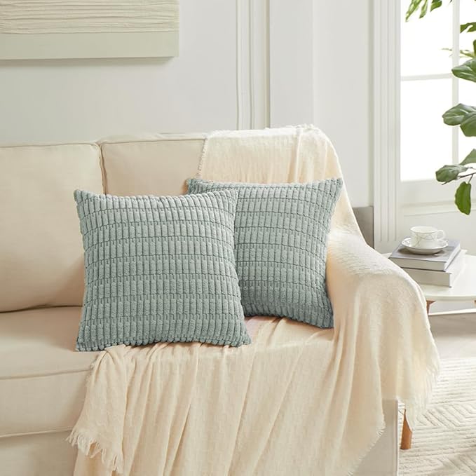 Fancy Homi 4 Packs Decorative Throw Pillow Covers for Living Room Couch Bed, Modern Farmhouse Boho Home Décor Accent Cushion Case, 16" x 16", Grey Blue