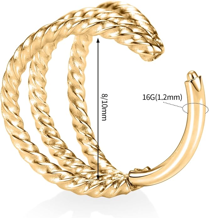 316L Surgical Steel Septum Clicker Ring Nose Ring Hoop Sleeper Hoop Earring Helix Rook Conch Cartilage Daith Tragus Earrings Lobe Nose Piercing Jewelry for Women