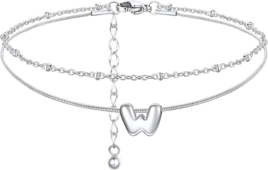 ChainsProMax Initial Ankle Bracelets for Women, Waterproof Anklets Bracelet Adjustable Summer Beach Women Foot Jewelry, Stainless Steel/Gold Plated-Send Gift Box/Letter A-Z